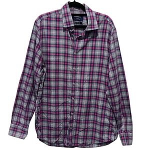 Charles Tyrwhitt Weekend Extra Slim Fit Shirt Mens Medium Grey Red Plaid LS